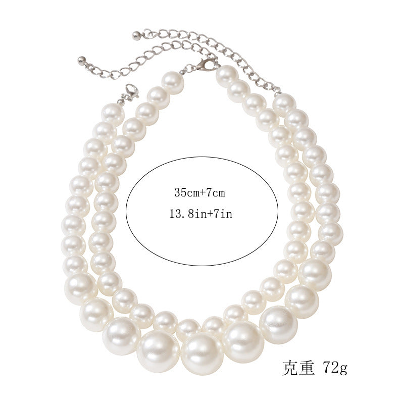 Exaggerated Pearl Choker Clavicle Chain Multi-layer Beaded Necklace
