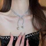 Flash Diamond Tassel Necklace Luxury Dress Accessories Dinner Clavicle Necklace CN89
