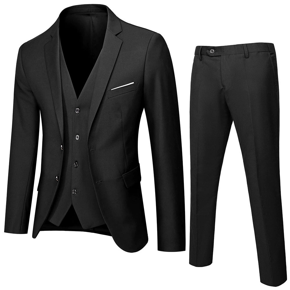 Casual Men's Suit Slim Fit Double Breasted 3 Piece Business Tuxedos