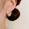Elegant White Flowers Pearl Earrings Design Earrings