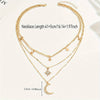 Star Moon Pendant Necklace with Diamonds Multi Layer Stacked Necklace
