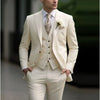 Ivory Classic 3 Piece Men's Suit with Regular Fit and Sophisticated Peak Lapel