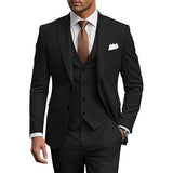 Classic 3 Piece Men's Suit with Regular Fit and Sophisticated Peak Lapel