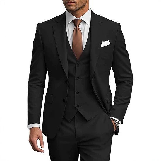 Classic 3 Piece Men's Suit with Regular Fit and Sophisticated Peak Lapel