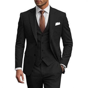 Classic 3 Piece Men's Suit with Regular Fit and Sophisticated Peak Lapel