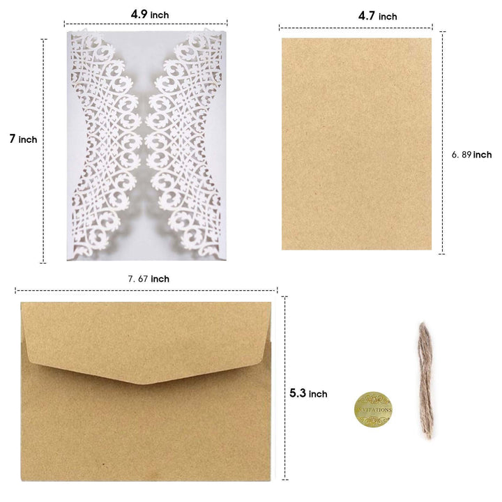 Simple White Wedding Invitation Letter, Hollow Out Greeting Card, HK-75