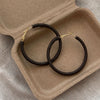 Classic Leather Metal Large Circle Earrings