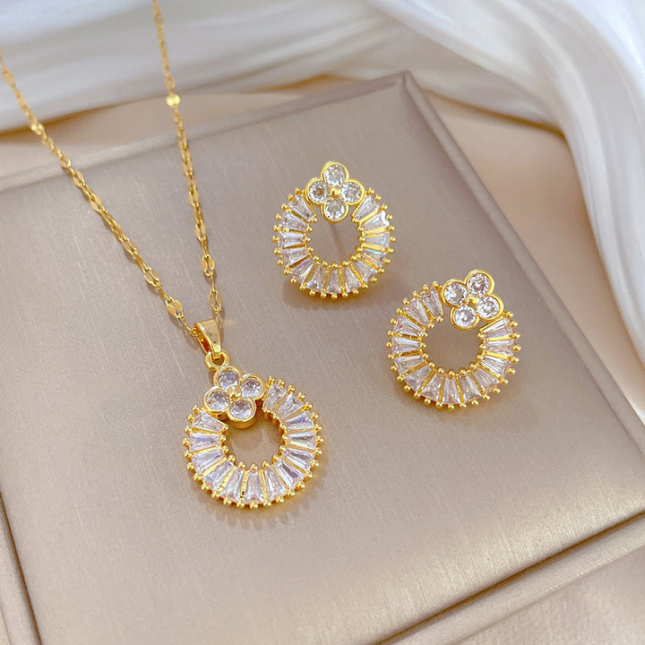 Flash Diamond Tassel Luxury Dress Accessories Dinner Clavicle Necklace Earring CN325