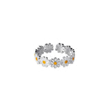 S925 Sterling Silver Daisy Ring – Ethereal Floral Resin Band for Summer