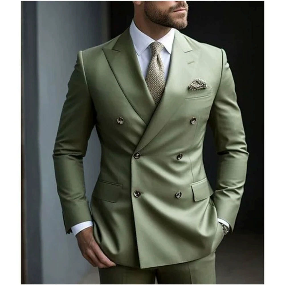 Sage Casual Men's 2 Pieces Mens Suit Regular Fit Notch Lapel Tuxedos (Blazer+Pants)