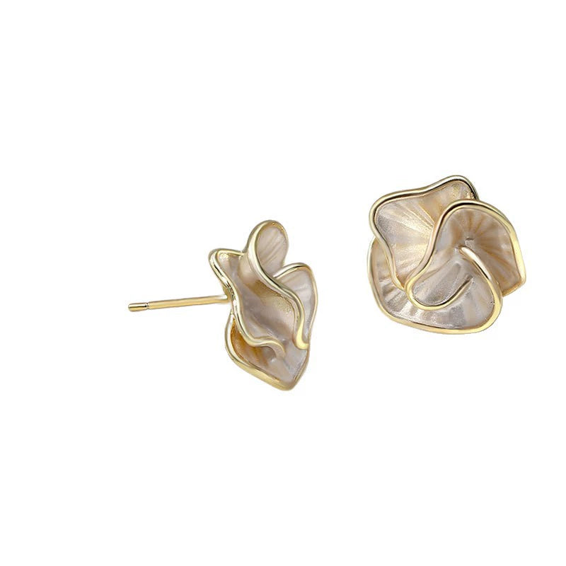 Luxury  Charm Silver Needle Earnail Camellia Earrings