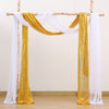 Outdoor Wedding Decoration Chiffon White Plus Sequin Gold Background Curtain, HCP38
