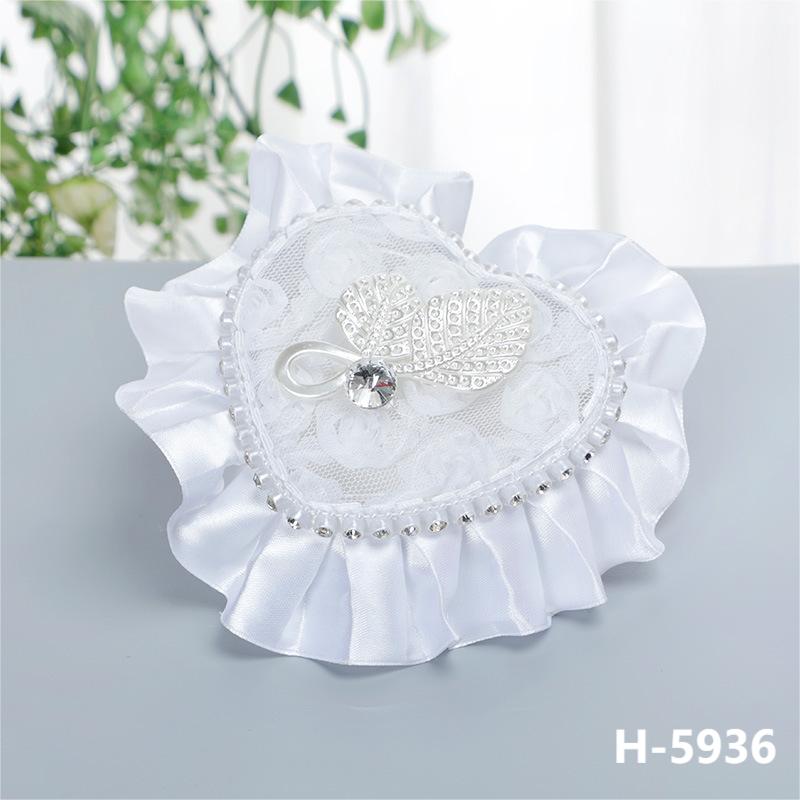 White Heart Shaped Mini Ring Box Wedding Ring Pillow For Bride and Groom, JZH-5935