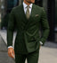 Dark Green Casual Men's 2 Pieces Mens Suit Regular Fit Notch Lapel Tuxedos (Blazer+Pants)