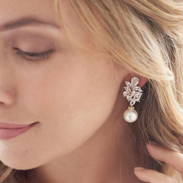 New Floral Ivory Pearl Teardrop Bridal Earrings – Versatile Wedding & Bridesmaid Jewelry