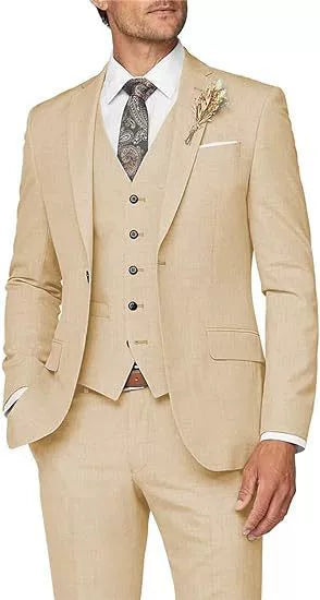 Classic 3 Piece Men's Suit with Regular Fit and Sophisticated Peak Lapel