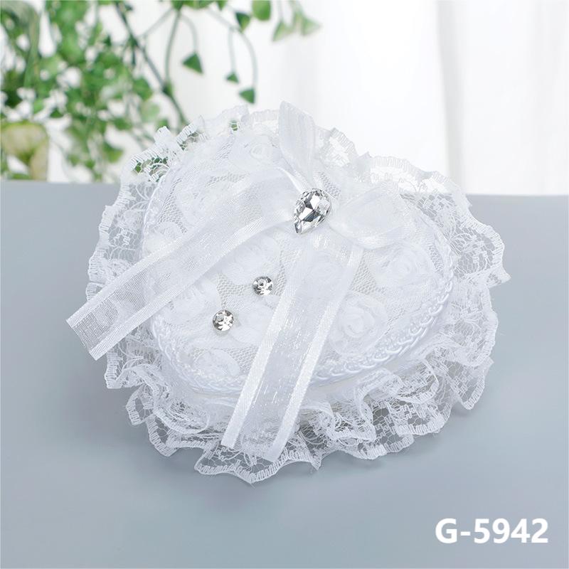 White Heart Shaped Mini Ring Box Wedding Ring Pillow For Bride and Groom, JZH-5935