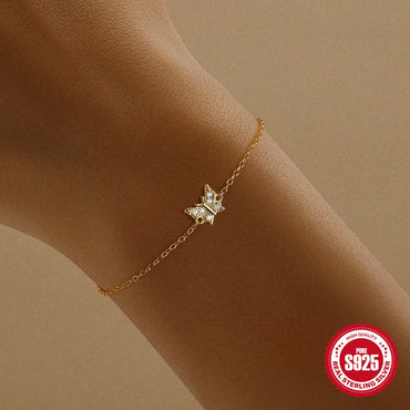 Silver Butterfly Diamond Set Bracelet Handmade Accessories