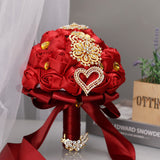 Wedding Flower For The Groom And Bride, Satin Rose Wedding Bouquet, WF17