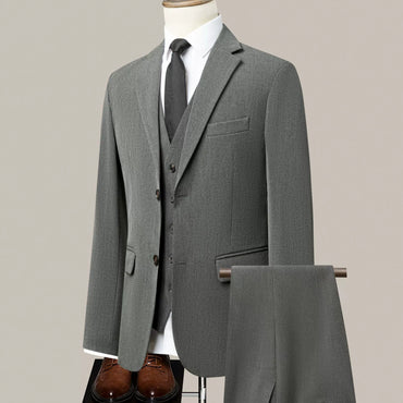 Light Grey Elegant Men's Business Casual Formal Suit for Wedding Banquet Groomsmen's Suit