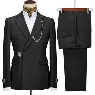 Elegant men's plus-size collar suit 2 piece Double Row Sequins Suit