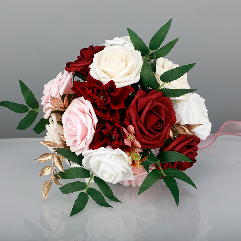 Wedding Flower For The Groom And Bride, Simulated Rose Wedding Bouquet, WF08