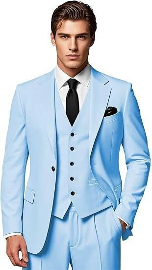 Classic 3 Piece Men's Suit with Regular Fit and Sophisticated Peak Lapel