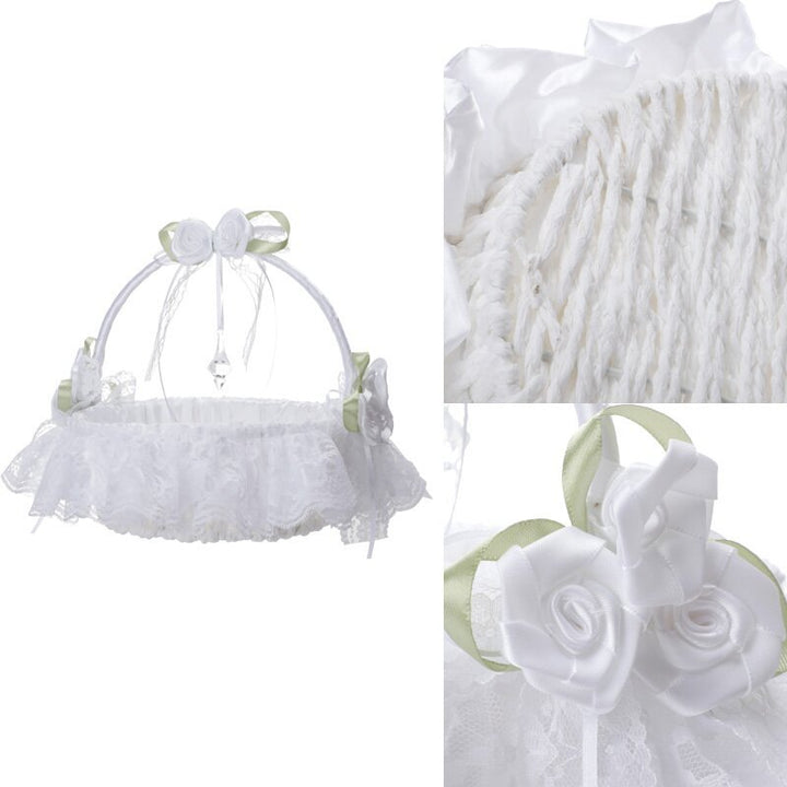 Lace Fabric Wedding Flower Basket, Flower Girl, Flower Basket Bridesmaid Hand Basket, HL-5625
