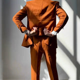 Casual Burnt Orange Business men's trousers 2 Piece Suit