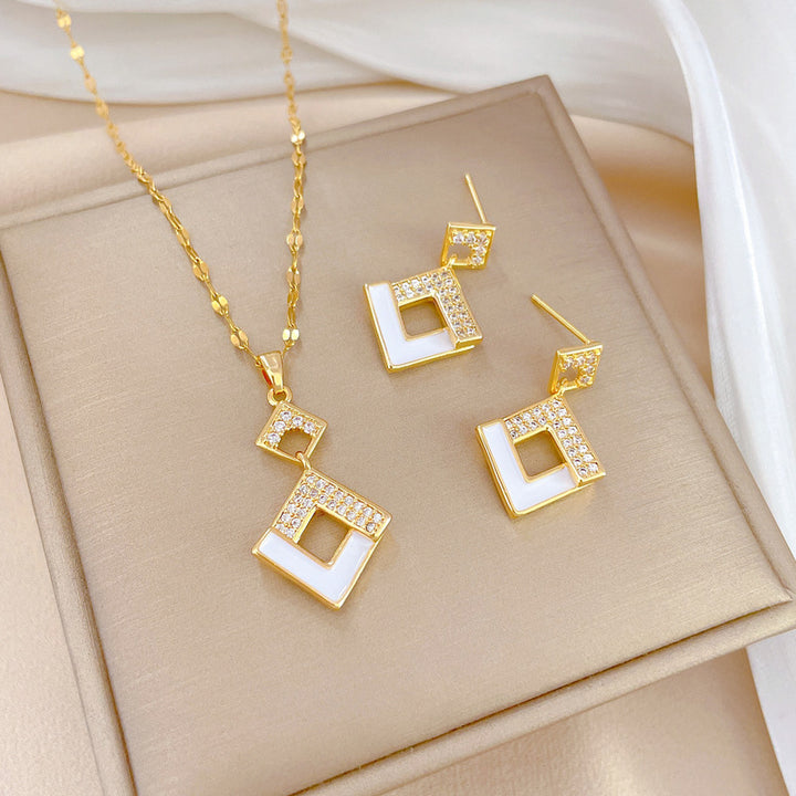 Flash Diamond Tassel Luxury Dress Accessories Dinner Clavicle Necklace Earring CN333