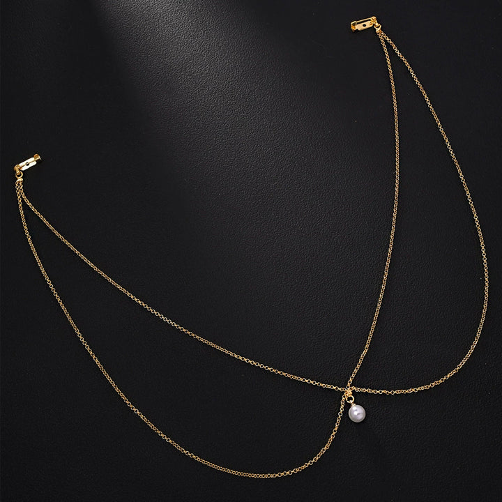 Bridal Wedding Pearl Necklace With Tassel Back Chain