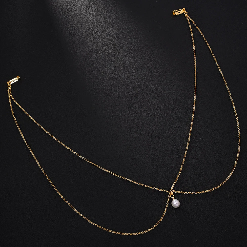 Bridal Wedding Pearl Necklace With Tassel Back Chain