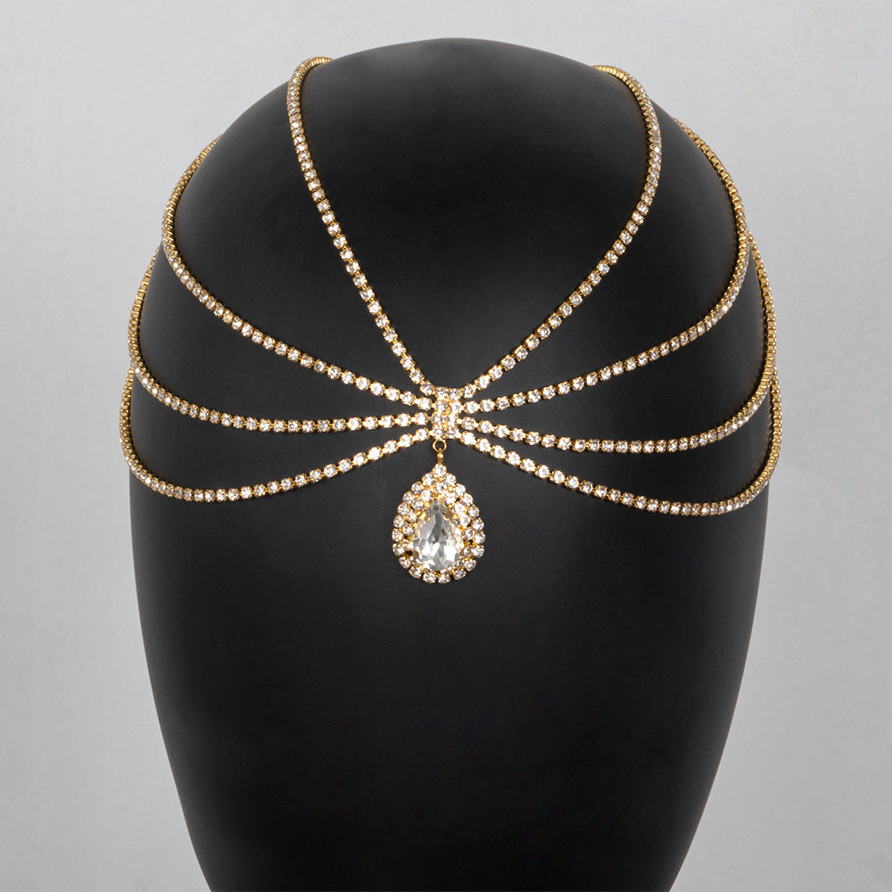 Silver Crystal Tassels Rhinestone Head Chain Headband Forehead Jewelry CN141