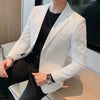 White Waffle Suit Men Coat Slim Business Casual Suit Single Coat