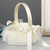 Creamy White Heart-Shaped Flower Basket With Bow Decoration, HL-5816