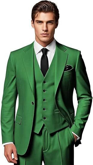 Classic 3 Piece Men's Suit with Regular Fit and Sophisticated Peak Lapel