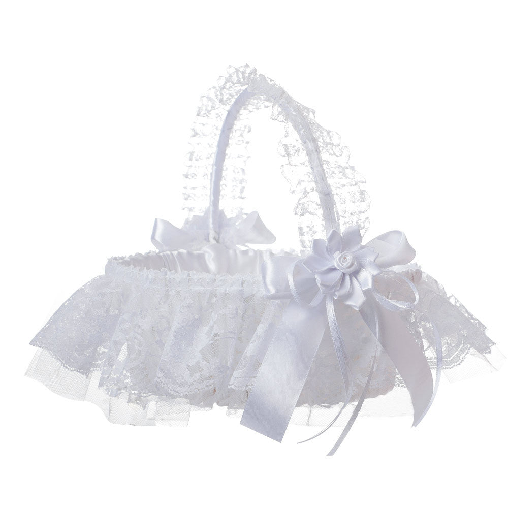 Lace Bow Decorated Portable Flower Basket, HL-5725