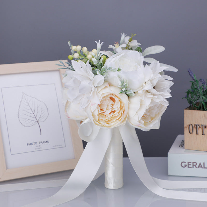 Wedding Flower For The Groom And Bride, Simulated Peony Wedding Bouquet, WF18
