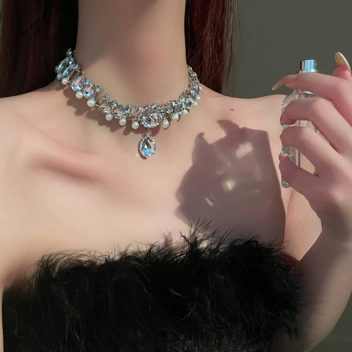 Flash Diamond Tassel Necklace Luxury Dress Accessories Dinner Clavicle Necklace CN94