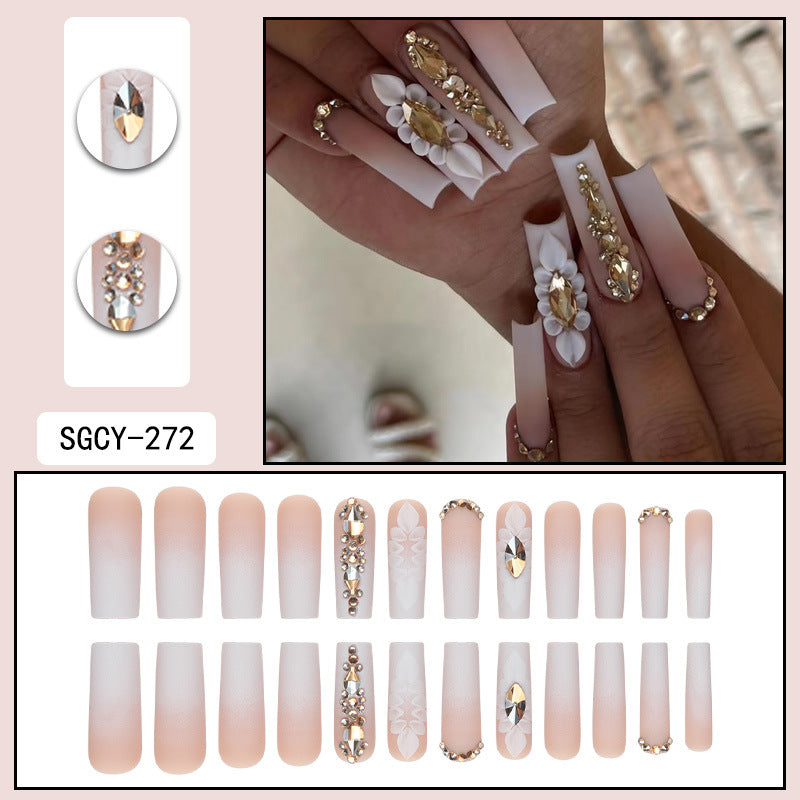 Rhinestone Nails Bling Wedding Press On Nails With Design For Women And Girls CN104
