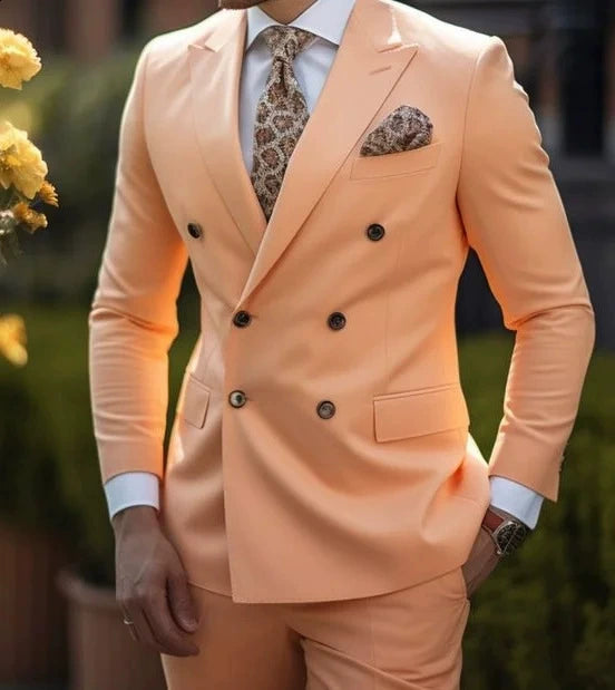 Sunset Casual Men's 2 Pieces Mens Suit Regular Fit Notch Lapel Tuxedos (Blazer+Pants)