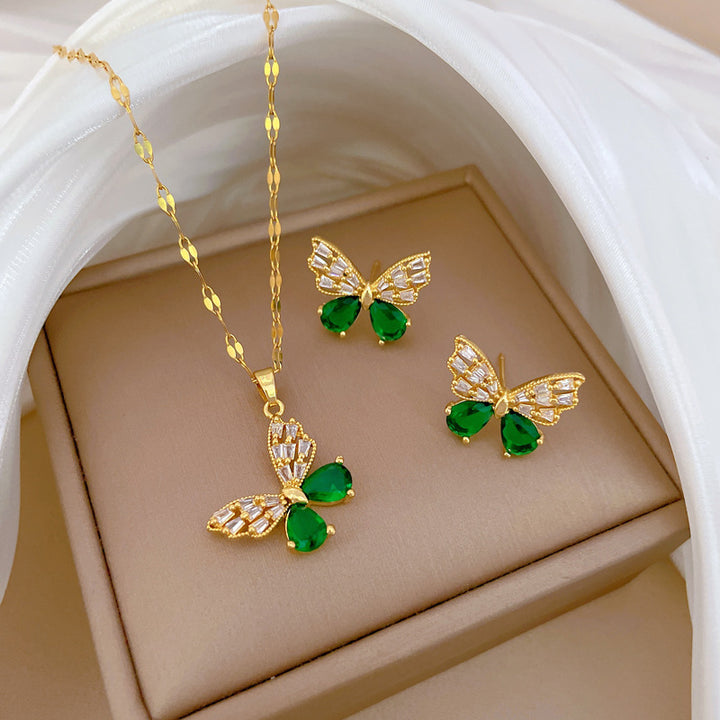 Flash Diamond Tassel Luxury Dress Accessories Dinner Clavicle Necklace Earring CN344
