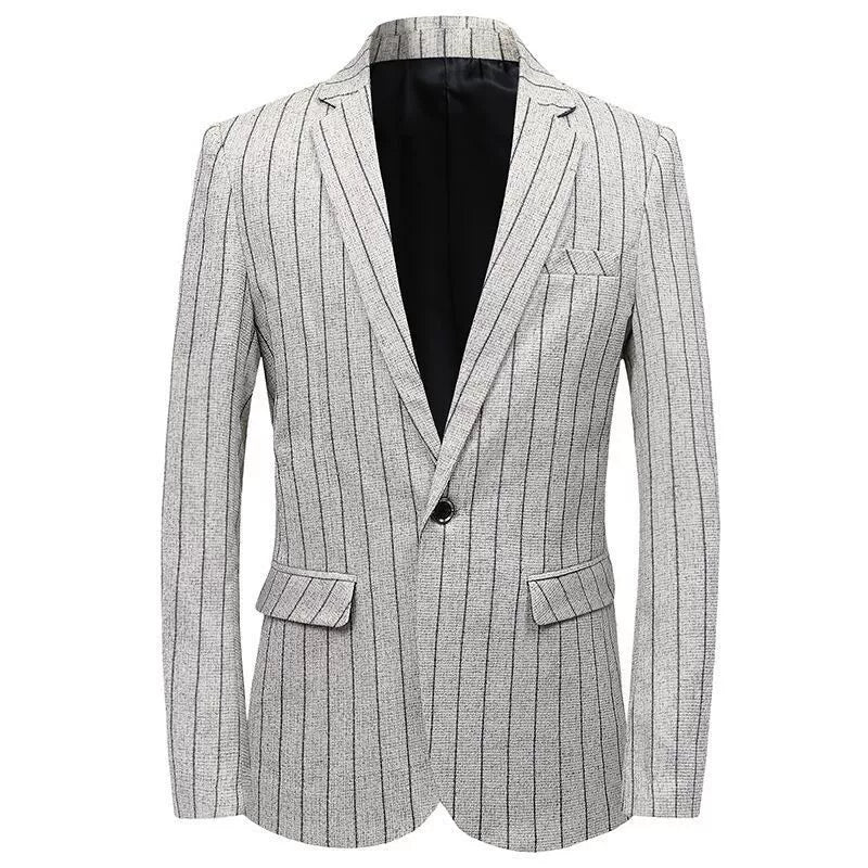 White Casual Collar Coat Jacket Slim Button Small Suit Strips Single Jacket
