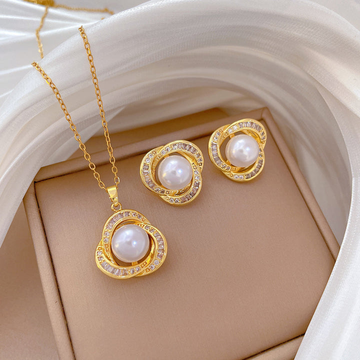 Flash Diamond Tassel Luxury Dress Accessories Dinner Clavicle Necklace Earring CN345
