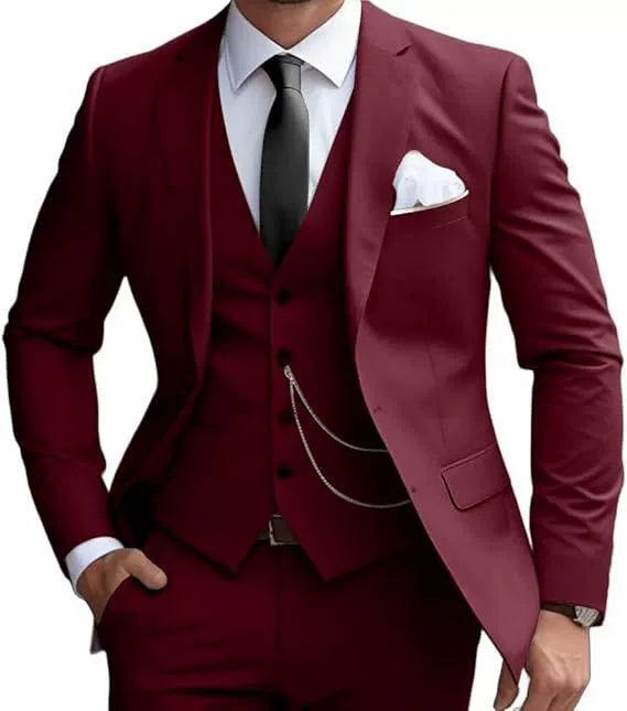 Classic 3 Piece Men's Suit with Regular Fit and Sophisticated Peak Lapel