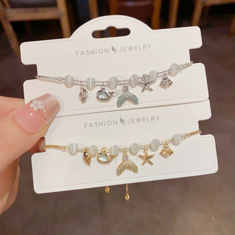 New Starfish Fish Tail Bead Bracelet