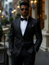 New men's plus-size collar suit 2 piece single-row one-button jacquard suit