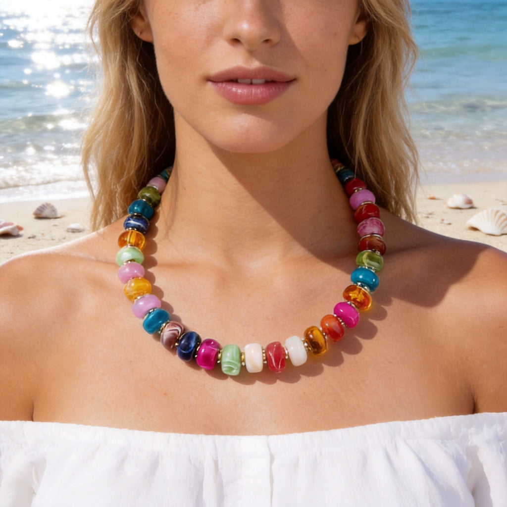 Pearl Colored Necklace Summer Collarbone Chain Necklace