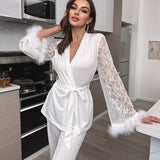 Morning Gown Feather Robe Wedding Bridesmaid Satin Robes for Wedding Party CN410