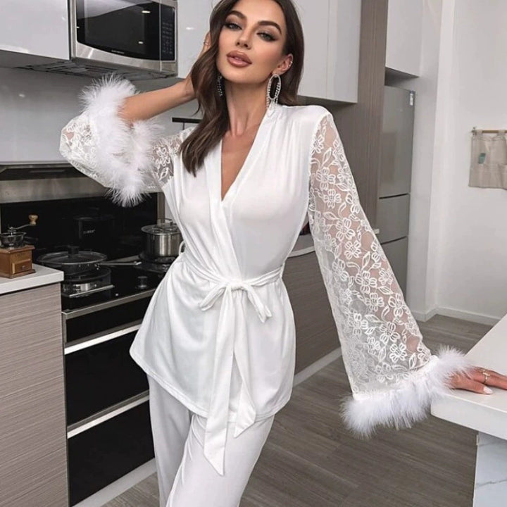 Morning Gown Feather Robe Wedding Bridesmaid Satin Robes for Wedding Party CN410